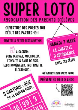 Loto de l'APE - APE La Chapelle d'Abondance