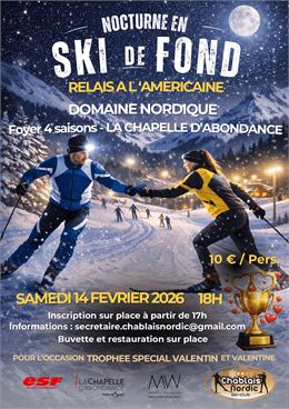 Relais à l'américaine - Course de ski de fond en nocturne - Chablais Nordic