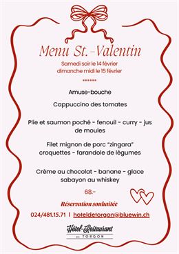 Menu St. Valentin - Hôtel de Torgon_Torgon