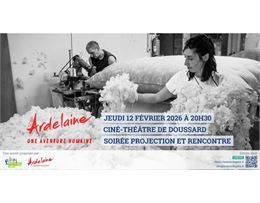 homme et femme travaillant la laine, photo noir et blanc - Ardelaine