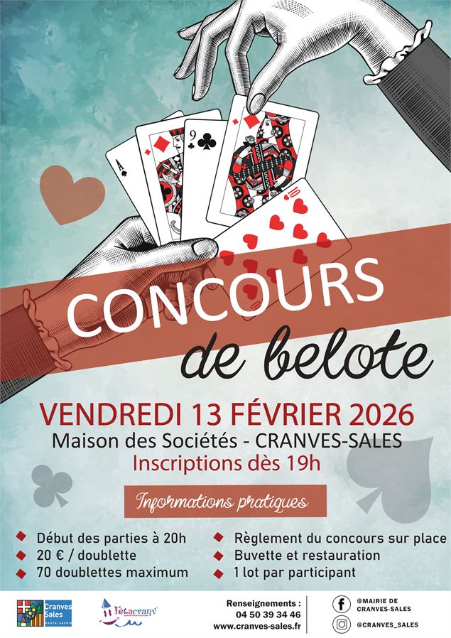 Concours de belote 2026 - mairie de cranves-sales