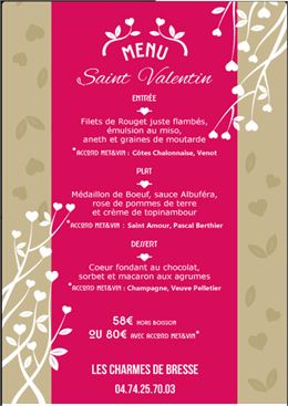 Visuel Menu Saint-Valentin - Les Charmes de Bresse_Curtafond - ©Les Charmes de Bresse