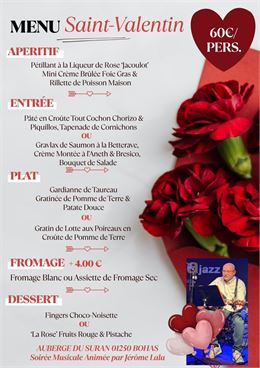 Affiche_Menu de la Saint-Valentin - Auberge du Suran_Bohas-Meyriat-Rignat - ©Auberge du Suran