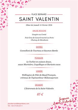 Visuel_Menu Saint-Valentin - Brasserie Place Bernard_Bourg-en-Bresse - ©Brasserie Place Bernard