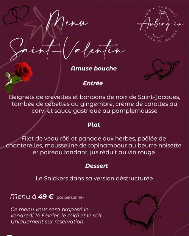 Visuel_Menu Saint-Valentin - Auberg'in café-restaurant_Saint-Rémy - ©Auberg'in Bar Restaurant