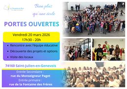 Portes ouverte PdM 2026 - Ensemble Scolaire de la Présentation de Marie