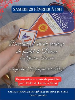 Démonstration de roulage d’une poularde de Bresse - CC La Veyle