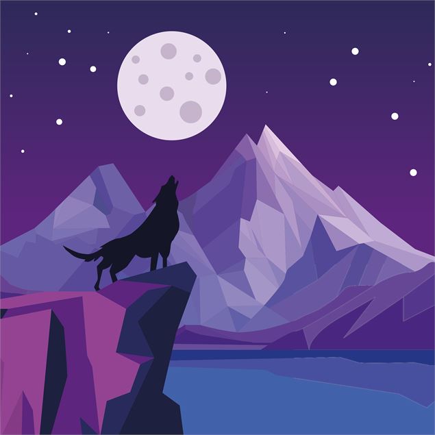 Loup qui hurle à la lune en montagne - Pixabay