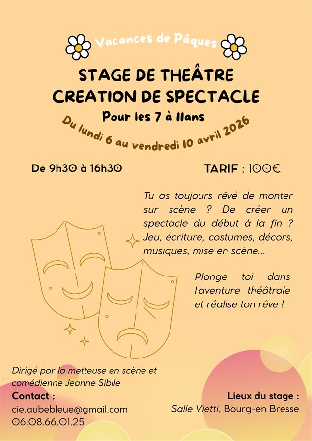 Stage de Théâtre pour enfant 7-11ans - Création de Spectacle - DR Jeanne Sibile