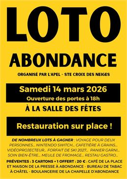 Affiche loto - APEL Sainte-Croix des Neiges
