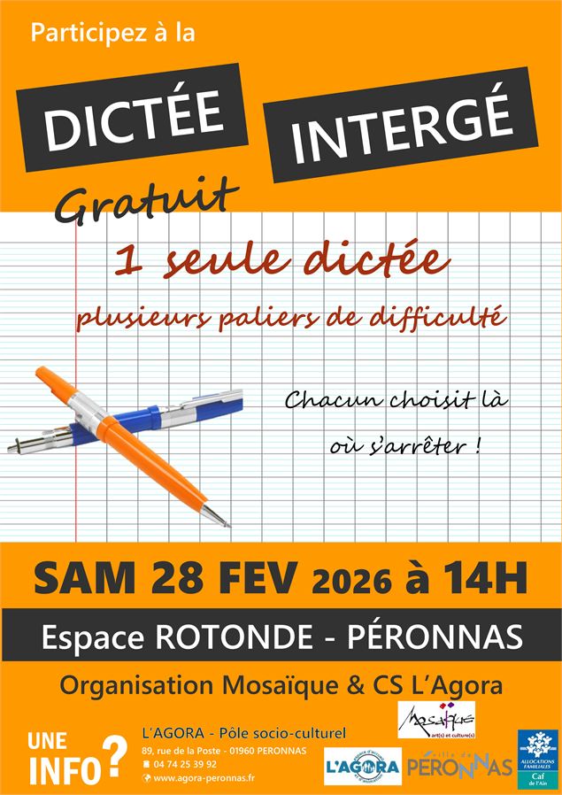 Dictée intergé - L'AGORA Péronnas