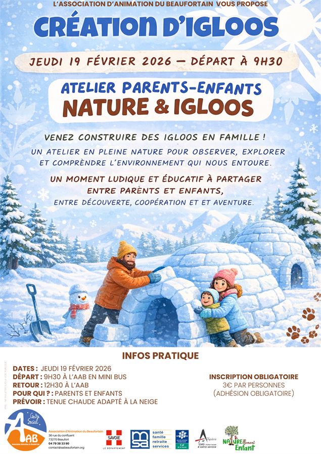 affiche de l'atelier fabrication d'Igloos - AAB
