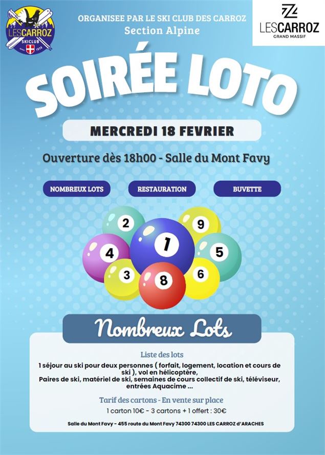 Soirée Loto du Ski Club_Les Carroz-d'Arâches