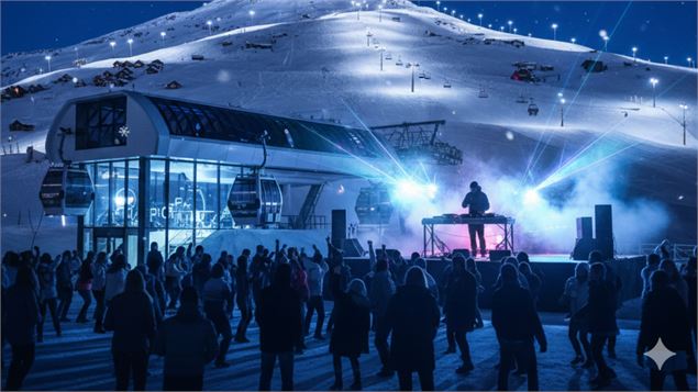 DJ Set en bas d'une télécabine - Gemini AI