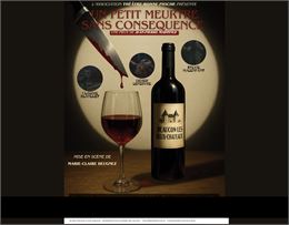 Affiche représentant une bouteille de vin et un verre de vin rouge - Théâtre Bonne Pioche