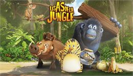 Affiche du film d'animation "Les As de la Jungle", montrant un groupe d'animaux colorés et expressif