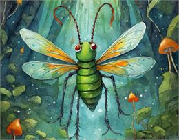 illustration générée par IA d'un insecte en forêt - FreeFunArt Pixabay