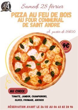 Affiche soirée pizza cuite au feu de bois - Saint André Animation
