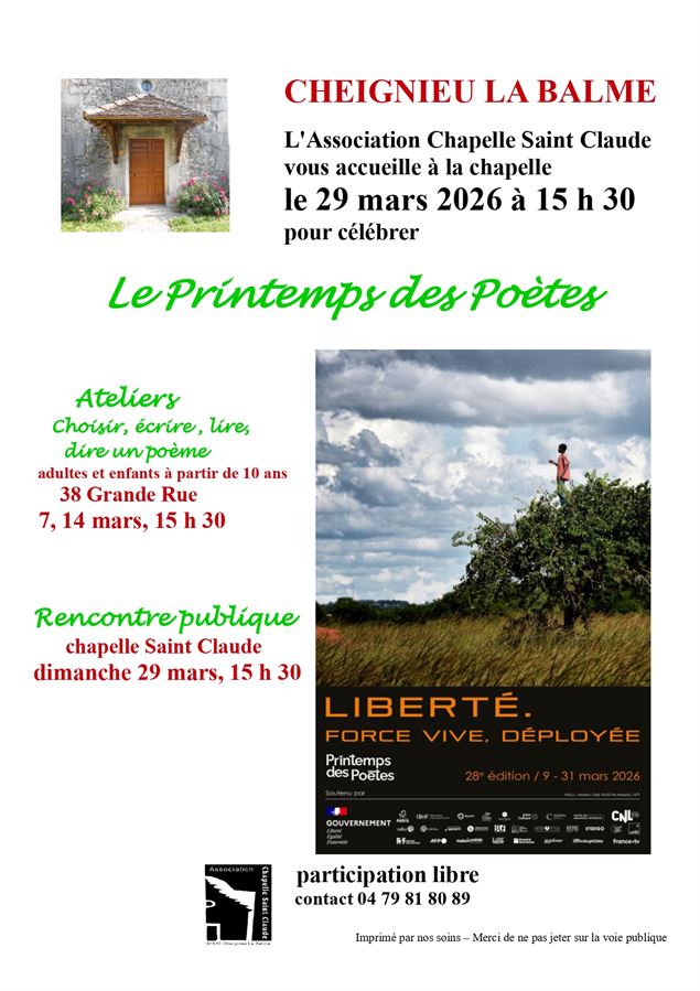 Le Printemps des Poètes à la chapelle de Cheignieu-la-Balme_Cheignieu-la-Balme - L'Association Chape