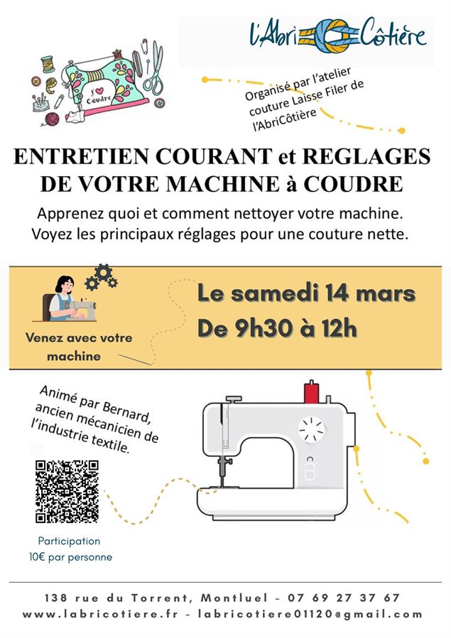 Atelier Entretien machine à coudre « Laisse Filer » à l’AbriCôtière_Montluel