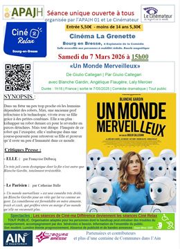 Cinéma inclusif de Ciné Relax : Film «Un Monde Merveilleux» - Le Cinémateur