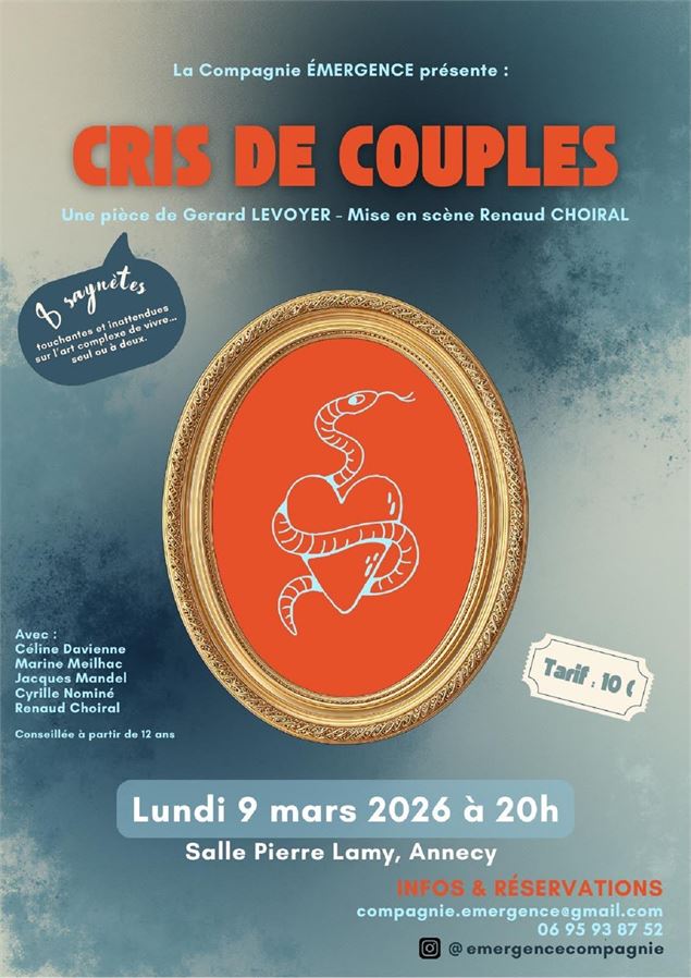 Théâtre : Cris de couple_Annecy - Compagnie Emergence