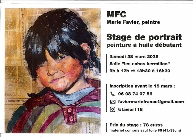 Carton invitation stage peinture de portrait - Marie Favier