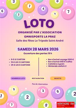 Affiche du loto de l'association Omnisports de La Praz - Omnisports La Praz