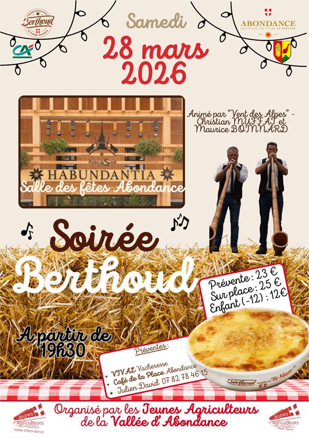 Affiche soirée Berthoud - Jeunes Agriculteurs de la Vallée d'Abondance