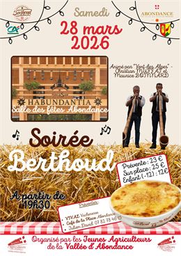 Affiche soirée Berthoud - Jeunes Agriculteurs de la Vallée d'Abondance