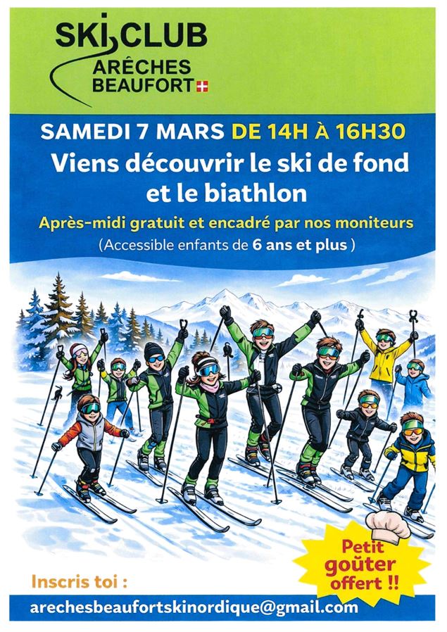 affiche découverte ski de fond biathlon - ski club Arêches-Beaufort