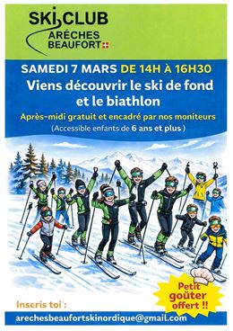 affiche découverte ski de fond biathlon - ski club Arêches-Beaufort
