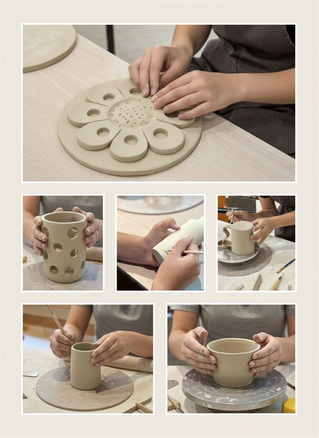 Atelier modelage et atelier peinture sur pièce tournée à la main avec EunJoo Ceramik_Les Carroz-d'Ar