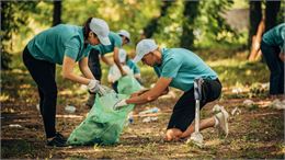 deux personnes nettoient la foret - canva