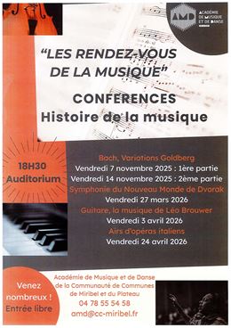 "Les RDV de la musique": conférences Histoire de la musique - AMD