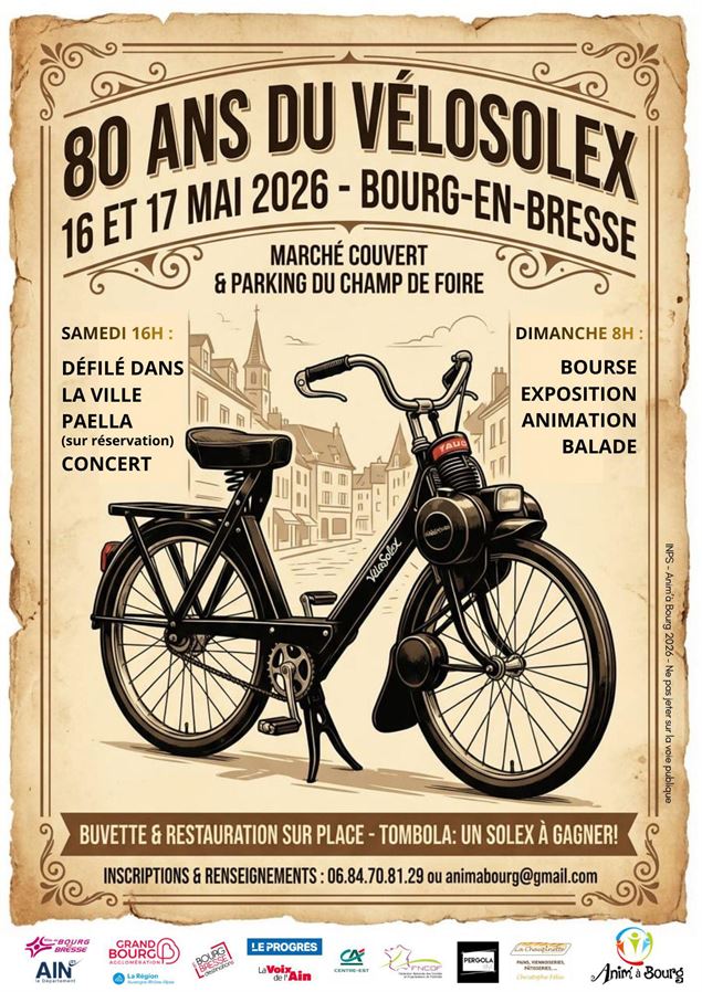 Affiche 80 ans du Vélosolex - ©Anim'à Bourg