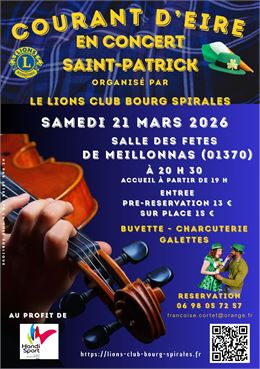 Affiche Concert avec Courant d'Eire - ©Le LIons Club Bourg Spirales