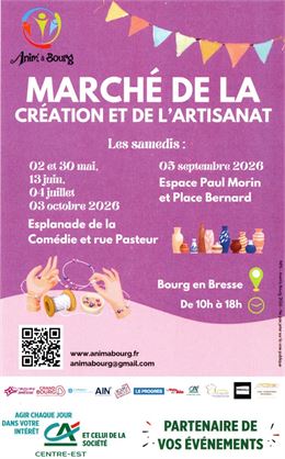 Affiche Marchés de la création et artisanat 2026 - ©Anim'à Bourg