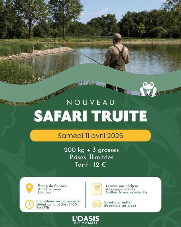 Safari Truite Etang du Cerisier - Camping l'Oasis des Dombes