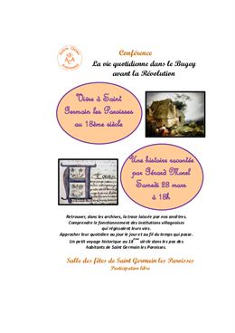 Conférence "Vivre à Saint Germain au 18ème siècle"_Saint-Germain-les-Paroisses - Autres Choses Autre