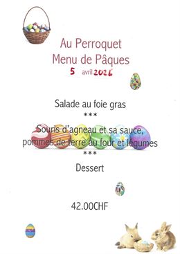 Menu de Pâques - Le Perroquet_Torgon