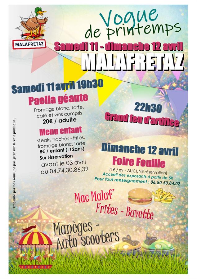 Repas Paella +Foire Fouille de la vogue de printemps de MALAFRETAZ - par nos soins