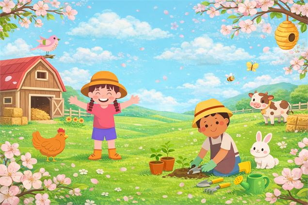 deux enfants à la fermer - OT Rumilly Albanais