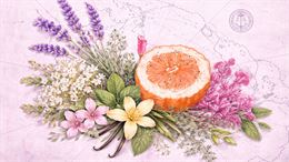 fruits, légumes et plantes sur un fond violet - OT rumilly