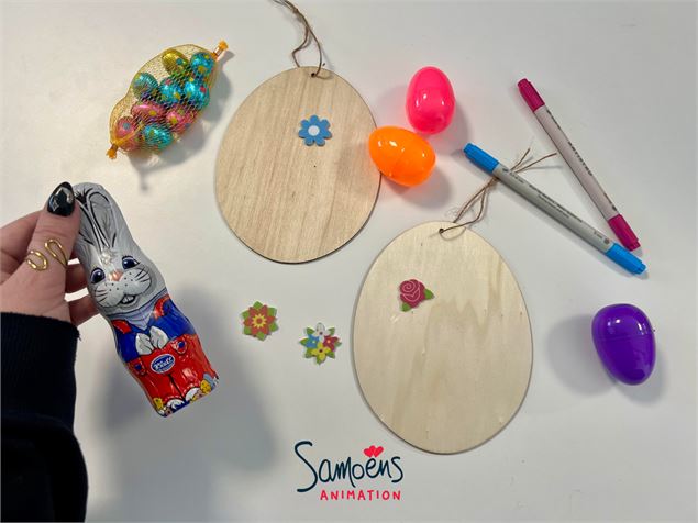 Ensemble du matériel de l'atelier créatif + chocolats de la chasse aux oeufs - @Samoens