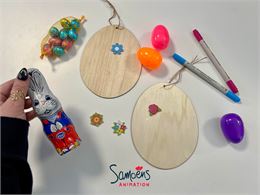 Ensemble du matériel de l'atelier créatif + chocolats de la chasse aux oeufs - @Samoens