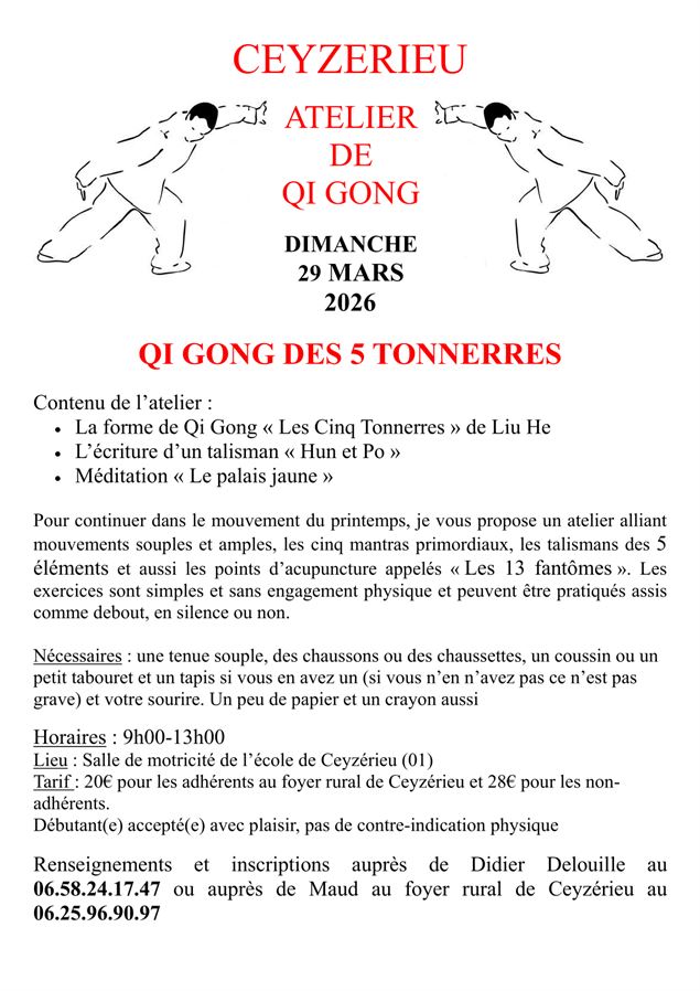 Atelier :  Qi Gong des 5 tonnerres_Ceyzérieu - Foyer rural Ceyzérieu