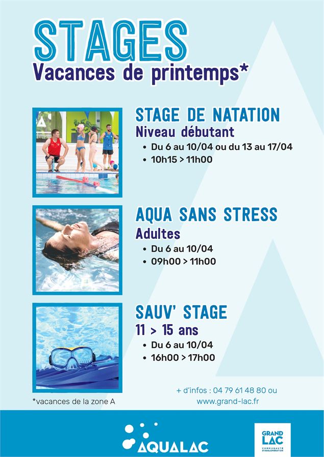 STAGES AQUALAC VACANCES PRINTEMPS - AQUALAC