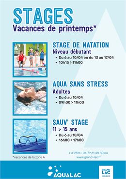 STAGES AQUALAC VACANCES PRINTEMPS - AQUALAC
