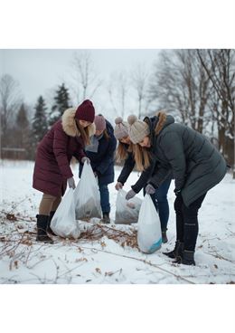 gens ramassant des déchets dans la neige - M. Lefebvre OTHMV